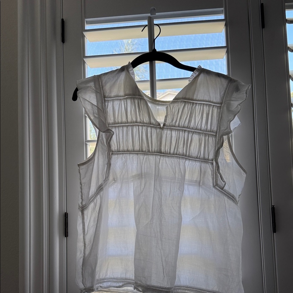 LOFT White Flutter Sleeve Blouse